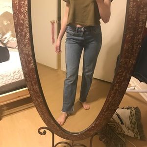 Straight Leg Frayed End Jeans